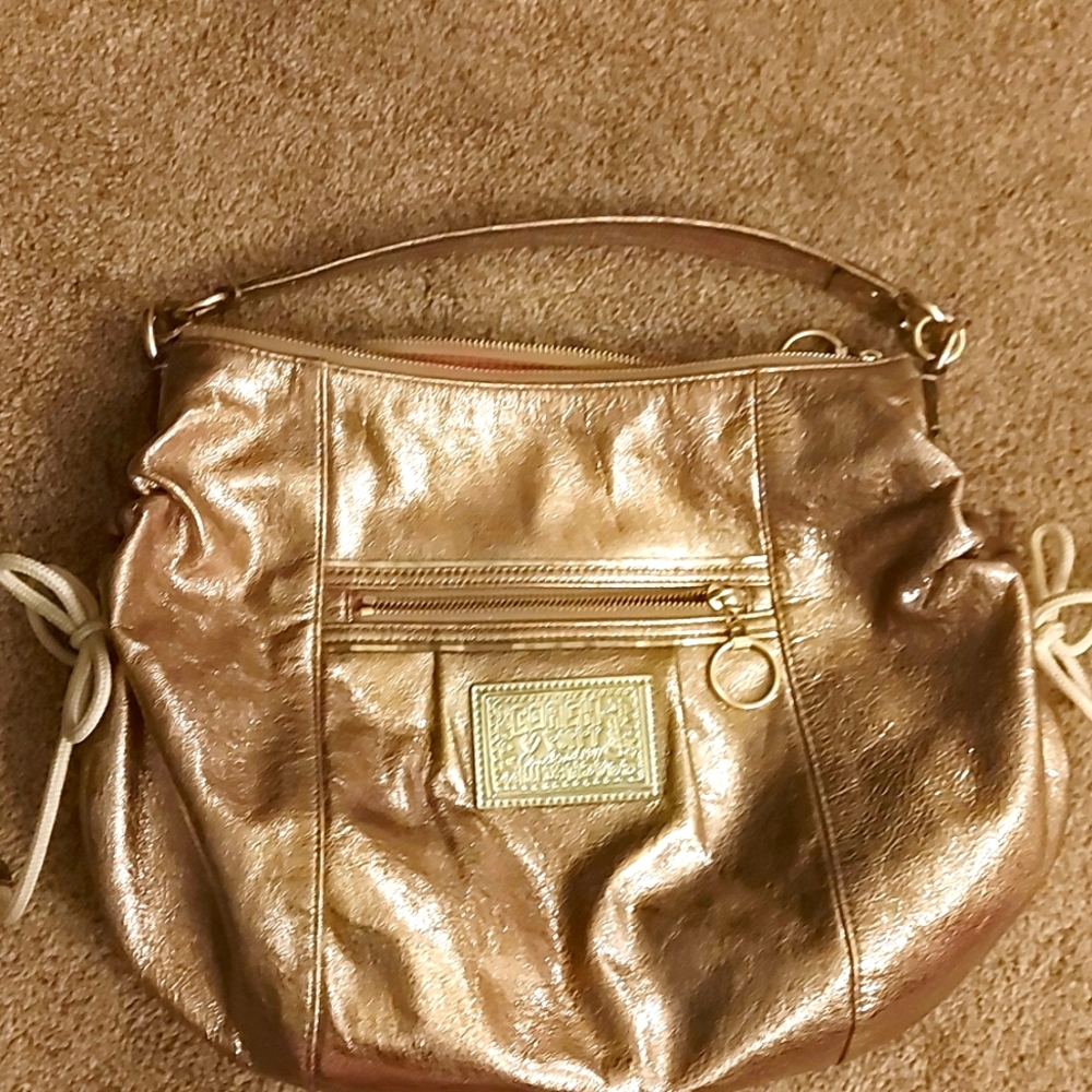 Authentic coach gold jazzy poppy purse